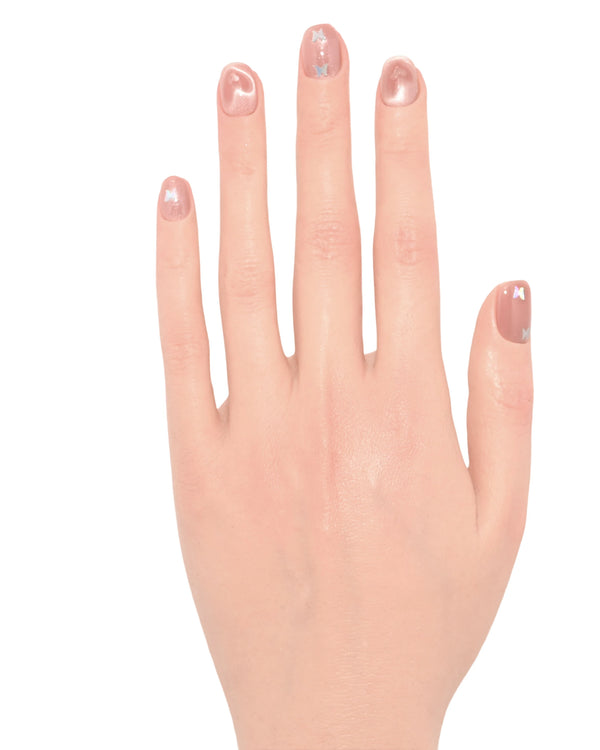 farfalle Rosa unghie finte gel artigianali - handcrafted butterfly press-on nails rosa olografiche, nail art italiana primaverile