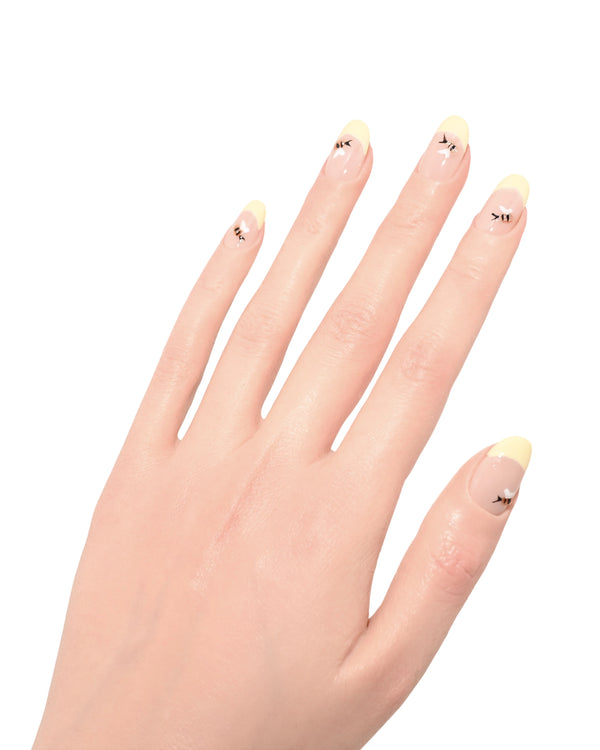 French manicure giallo pastello senza colla - unghie adesive professionali
