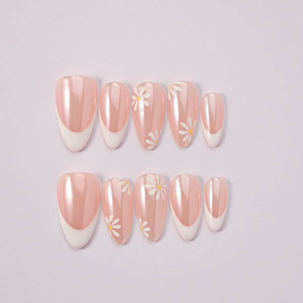 Motivi floreali unghie finte handmade Poesia - gel press-on nails Italian brand petali artigianali