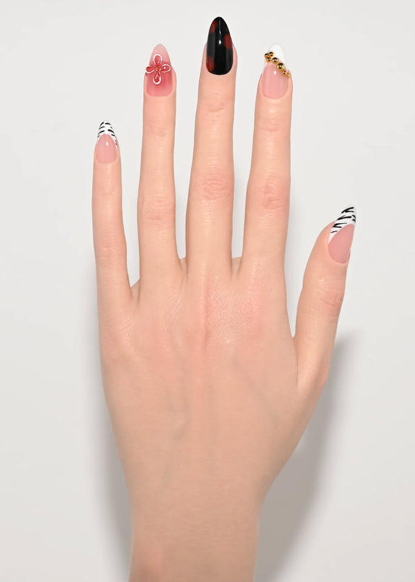 Incantesimo Zebrato unghie finte gel handmade zebra - Italian design press-on nails animal print artigianali