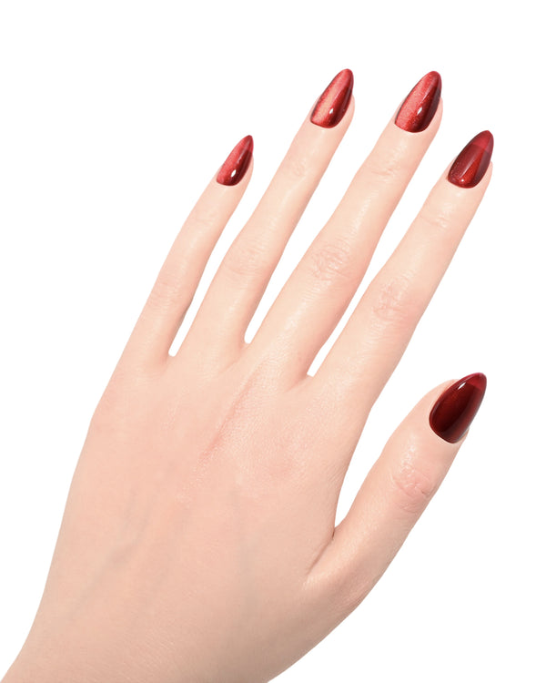 Kit professionale completo Rosso Seducente con press on nails magnetico e accessori premium per applicazione cromata perfetta