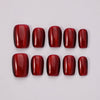 Set unghie finte Blubella Rosso Classico metallizzato cat eyes finitura ultra lucida eleganza senza tempo