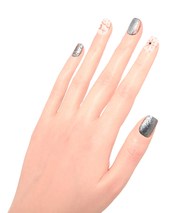 Effetto olografico unghie finte artigianali Sogno - gel handmade press-on nails Italian brand stelle 