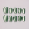Set unghie finte Blubella Verde Salvia cat eyes effetto vellutato satinato riutilizzabili ispirazione natura