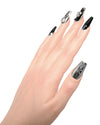  Gotico Artistico unghie finte artigianali alternative wearing - gothic press-on gel nails indossate stile alternativo, nail art italiana dark elegante