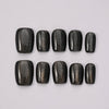 Set completo 10 press on nails Blubella Notte Scintillante effetto nero glitter metallico, unghie finte premium riutilizzabili per look elegante serale