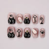 Set completo unghie finte Disegno Giocoso con character art kawaii a forma gatto, decorazioni multiple fatte a mano Blubella